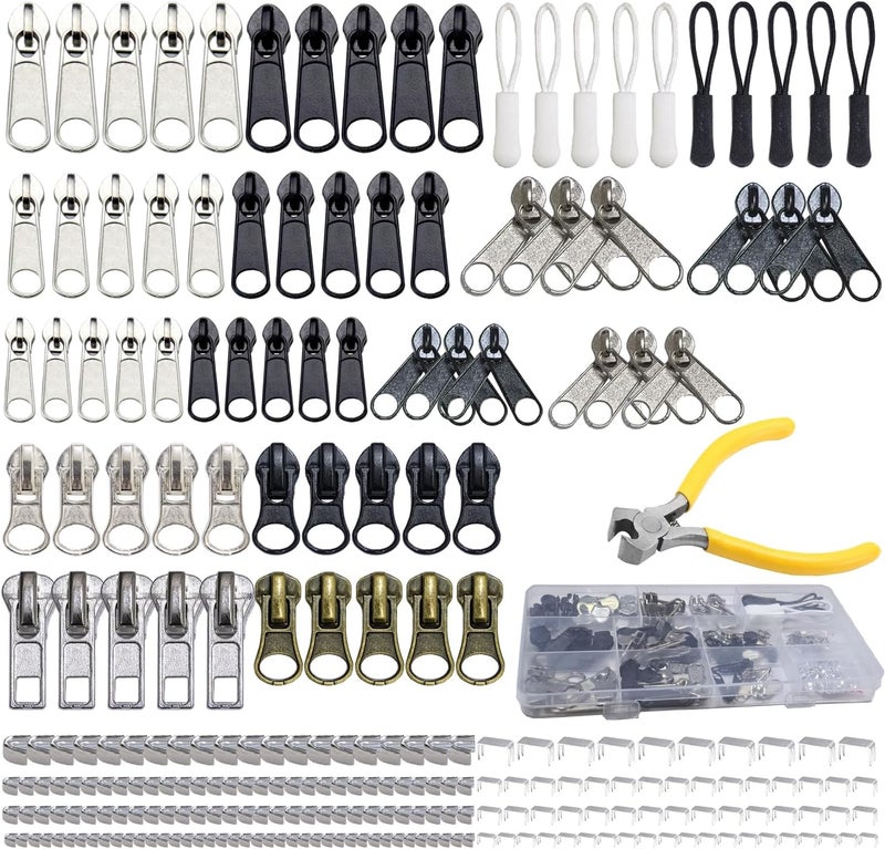 ZOMETUO 254 Pcs Zipper Repair Kit with Case Include Zipper Replacement and Pull, Universal Zippers Replacement kit for Cloting, Jackets, Coat, Boot, Backpack, Purse and Outdoor Gear - Image 1